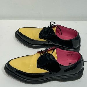 Black and Yellow Doc Marten Patent Leather Oxfords